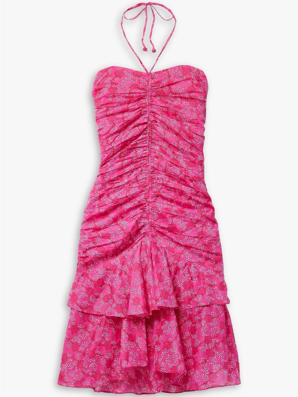 NWT Isabel Marant Etoile Ilanka Floral Ruched Hlater Dress in Fuchsia
